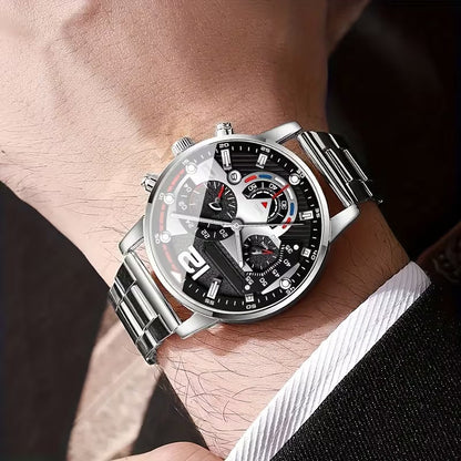 Premium Men’s 5-Piece Gift Set – Stylish Watch, Wallet, Glasses, Pen & Keychain