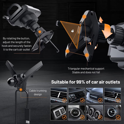 Wireless Charging Car Phone Mount – Auto Rotating 2-in-1 Fast Charger