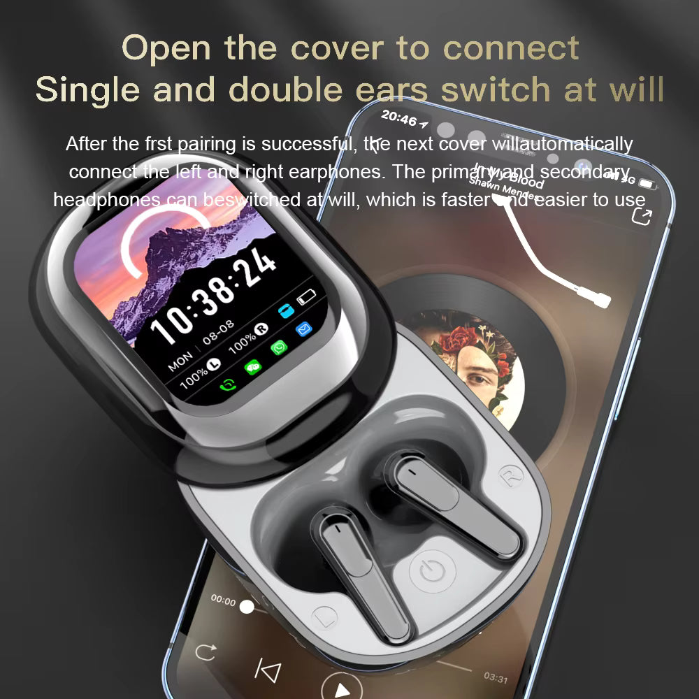 Bluetooth Earbuds – Touch Screen Slider Smart Display