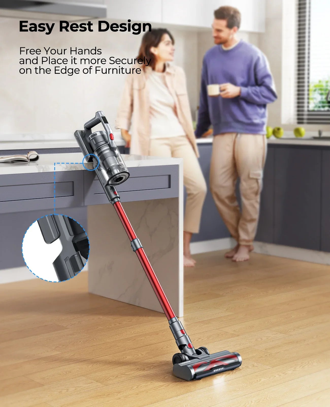 Smart Cordless Vacuum Cleaner 550W – 55 Min Runtime, Detachable Battery, Powerful Handheld Home Appliance