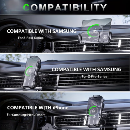 Wireless Charging Car Phone Mount – Auto Rotating 2-in-1 Fast Charger